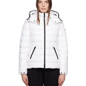White Moncler puffer with detachable hood, size 0